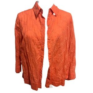 Women's Orange Button Down Shirt